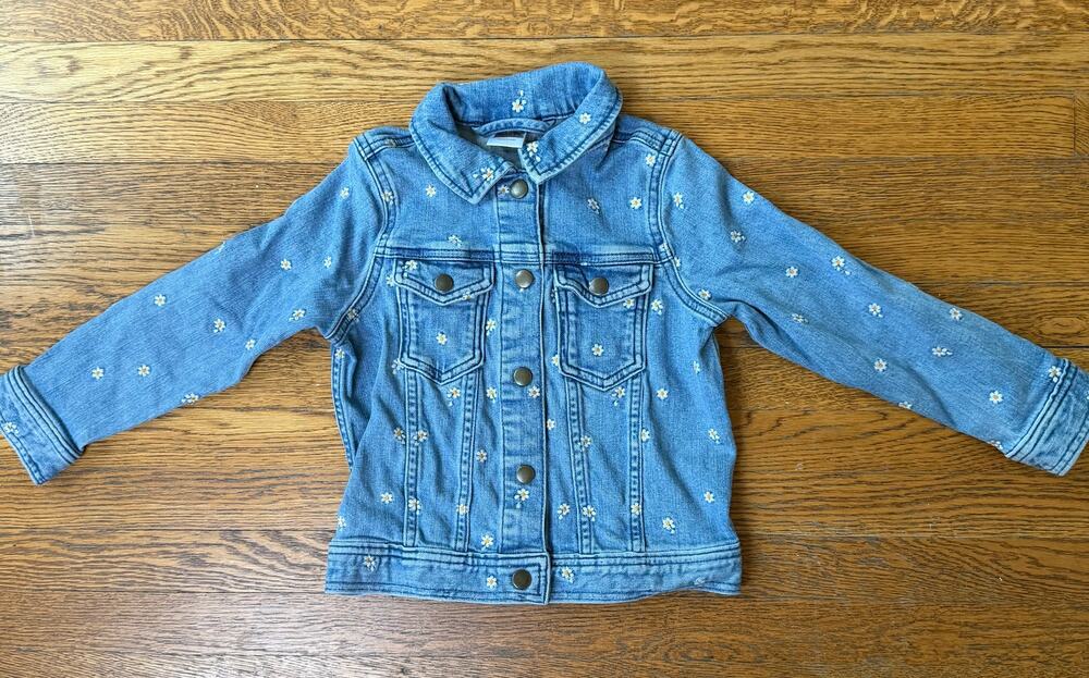 Hanna Andersson Girls' Daisy Embroidered Denim Jacket Size 5